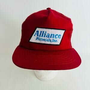 Vintage Alliance Materials Inc Red White Mesh Back Hat Snapback Cap Made in USA